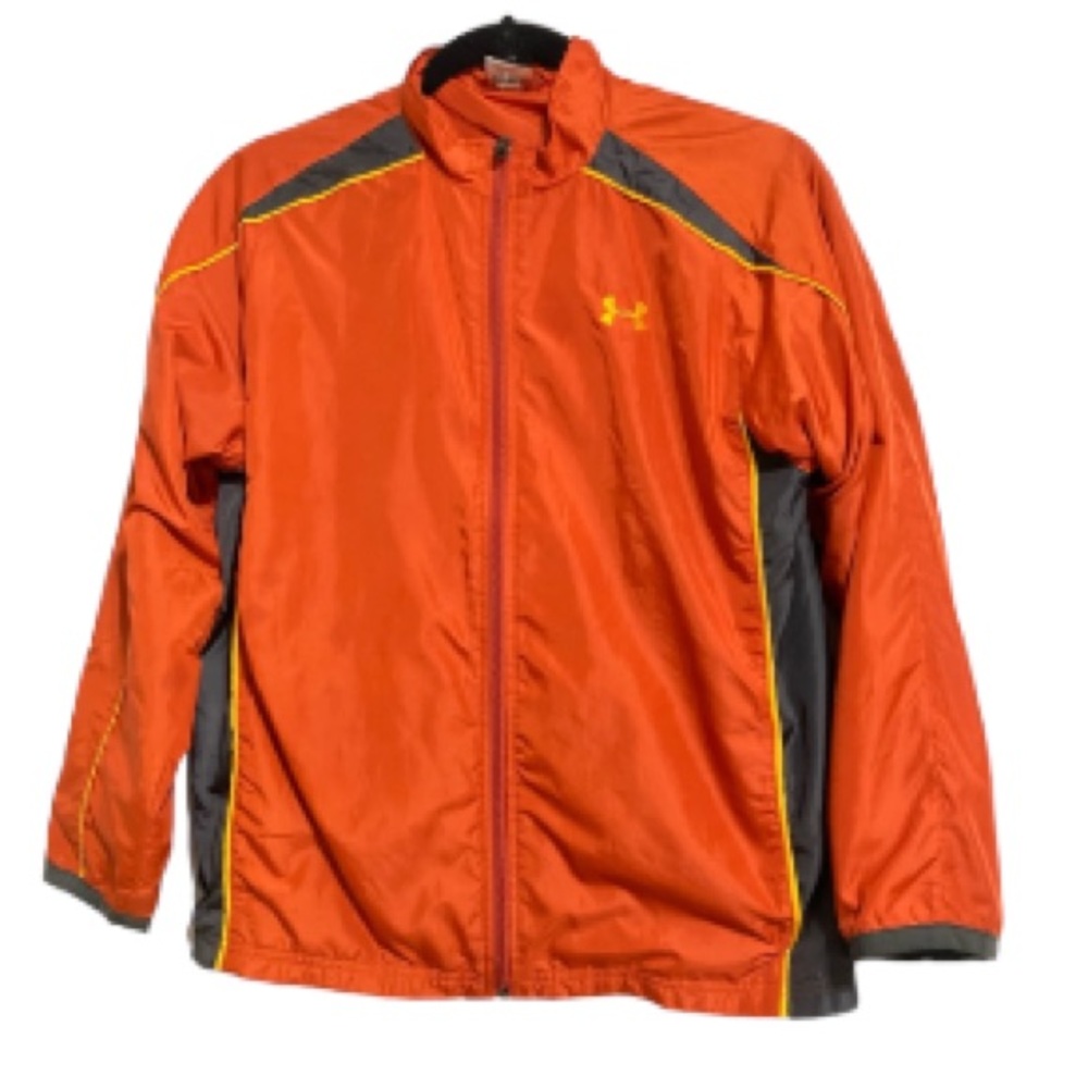 UNDER ARMOUR Windbreaker Jacket Orange Gray Yellow Gold Kids Youth Large
